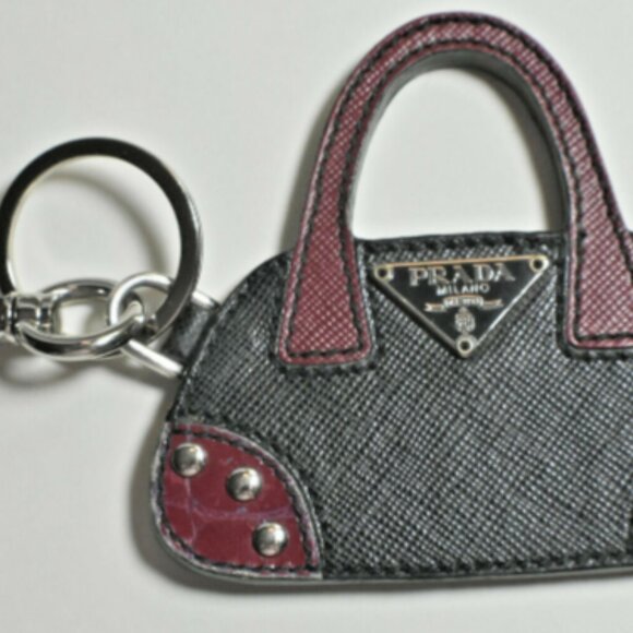 Prada HandBag Charm, Key Ring, Purse Fob. Leather & Silver, Never Used - Picture 1 of 5